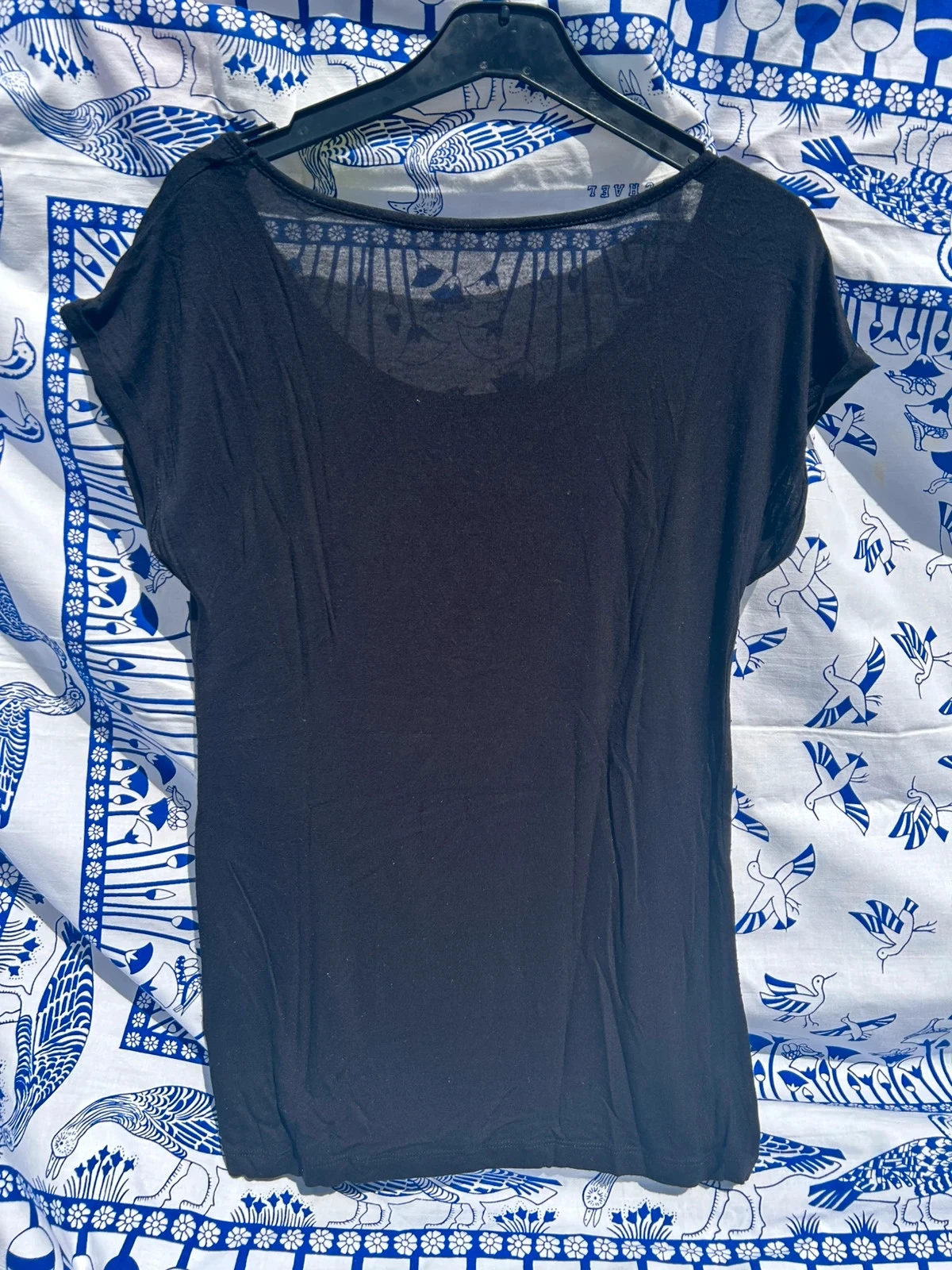 Camiseta preta e violeta XS 34 Cache Cache viscose em bom estado feminino – photo 3